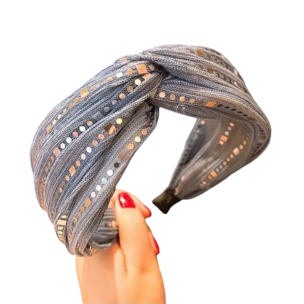Blue Sequined Knotted Headband - Picture 1 of 3